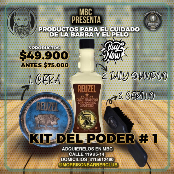 Kit del poder Reuzel 1 para el cuidado de la barba y el cabello